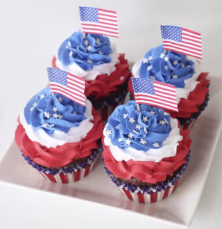 Patriotic American Flag Artificial Cupcakes