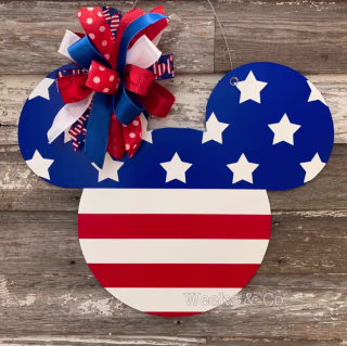 Disney Inspired Patriotic Hanging Front Door Mickey