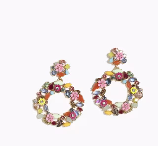 Colorful Floral Hoop Earrings