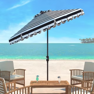 Safavieh Maui Single Scallop Striped Crank Umbrella