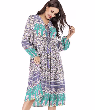 R.Vivimos Long Sleeve Midi Dress