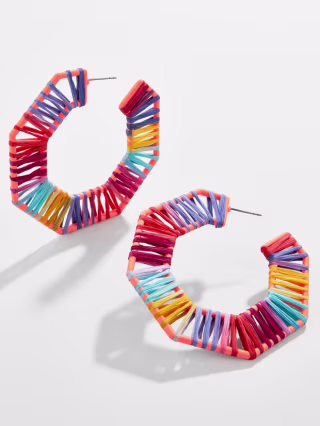Reinette Raffia Hoop Earrings
