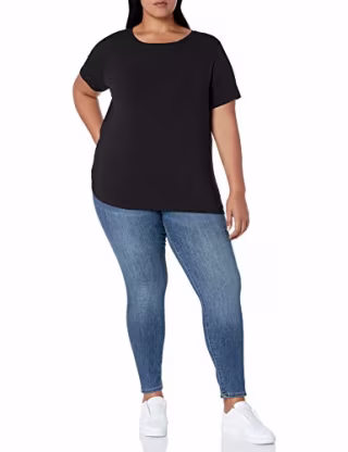 Amazon Essentials Women's Plus Size Short-Sleeve Crewneck T-Shirt, Black, 2X