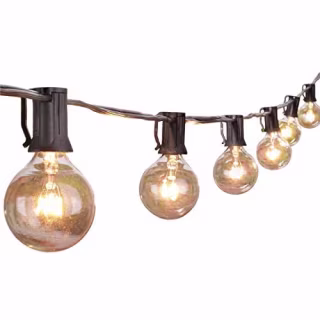 Brightown Outdoor String Lights-25Ft G40 Globe Patio Lights with 26 Edison Glass Bulbs(1 Spare), Waterproof Connectable Hanging Light for Backyard Porch Balcony Party Decor, E12 Socket Base,Black