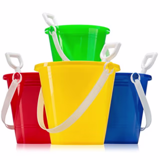 Top Race 5" Inch Beach Pails Sand Buckets and Sand Shovels Set for Kids | Beach and Sand Toys at The Beach | Use for Sand Molds at The Sandbox (Pack of 6 Sets)