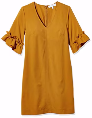 Lark & Ro Florence Ruffle V-Neck Shift Dress