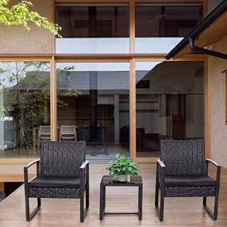 Flamaker 3-Piece Outdoor Wicker Patio Set