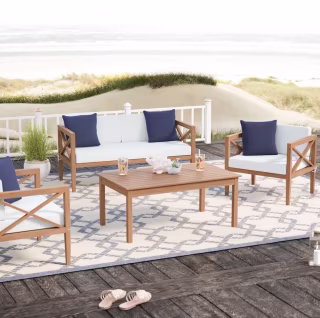 Beachcrest Home Delray 4-Piece Sofa Seating Group with Cushions