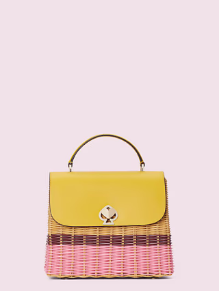 romy wicker medium top-handle bag