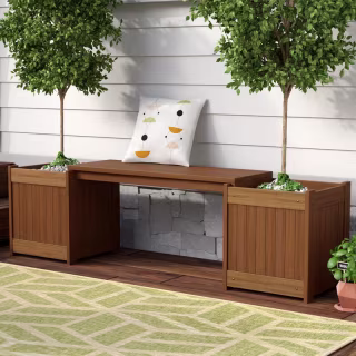 Langley Street Outdoor Wooden Planter Bench