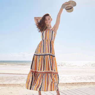Loft Striped Tiered Maxi Dress