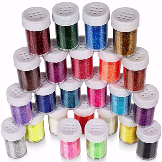 Fine Glitter Set 20g, Teenitor 24pcs Glitter Shake Jars for Art Crafts Painting Scrapbooking Body Slime Holiday Party Supply, Multi Color Assorted Set