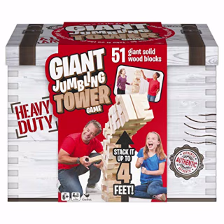 Giant Jumbling Tower Party Game with 51 Wood Blocks, for Families and Kids Ages 6 and Up