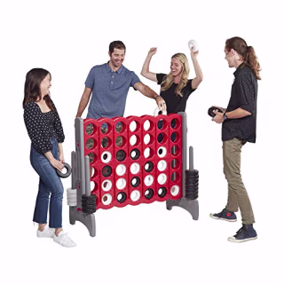 ECR4Kids Jumbo 4-to-Score Giant Game Set, Backyard Games for Kids, Indoor/Outdoor Connect-All-4, Adult and Family Fun Game, 43 Inches Tall - Red and Gray (Game Only)