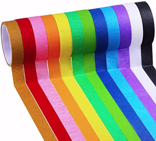 Supla 12 Colored Decorative Masking Tapes Kids Craft Set Artist Tape Adhesive Chart Tapes Painters Tapes Label Tapes Marking Tapes 1" X 42' Long per roll for Kids Crafting School Office Projects