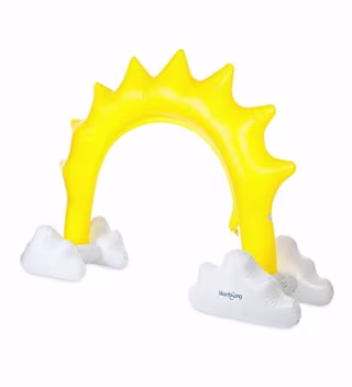 HearthSong Inflatable Sunshine Sprinkler, Approx. 93" L x 37" W x 67" H, with Pockets to Hold Water or Sand for Stability