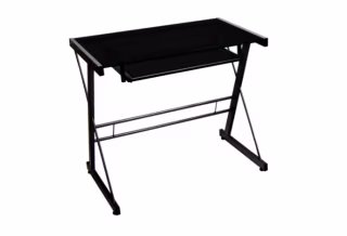 Delacora Wide Glass and Steel Computer Desk