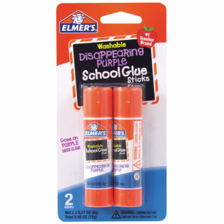 Elmer's Disappearing Purple Washable School Glue Sticks, 2 Count