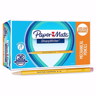 Paper Mate SharpWriter Mechanical Pencils, 0.7mm, HB #2, Yellow, 36 Count - 1921221