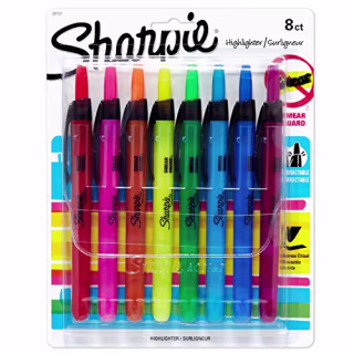 Sharpie 28101 Accent Retractable Highlighters, Chisel Tip, Assorted Colors, 8-Count