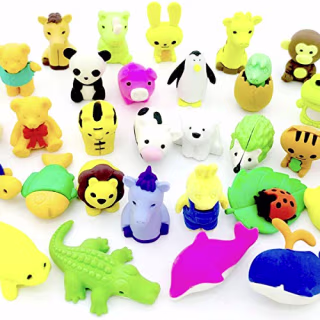 OHill Pack of 32 Animal Erasers Bulk Kids Pencil Erasers Puzzle Erasers Mini Novelty Erasers for Classroom Rewards, Party Favors, Games Prizes, Carnivals Gift and School Supplies