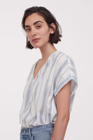 V-neck Cotton Blouse