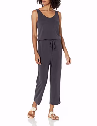 Amazon Brand - Daily Ritual Women's Sandwashed Modal Blend Sleeveless Wide-Leg Jumpsuit, Black, XX-Large