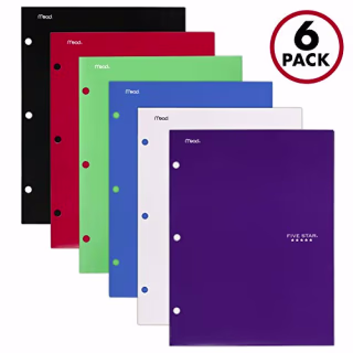 Five Star 4 Pocket Folders, Assorted Color, 6 Pack