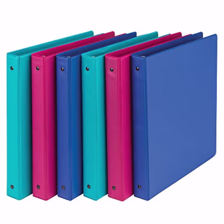 Samsill Fashion Color 3 Ring Storage Binders, 1 Inch Round Ring, Assorted Colors May Vary (Blue Coconut, Dragon Fruit, Blueberry), Bulk Binders - 6 Pack