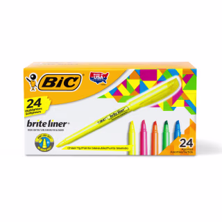 BIC Brite Liner Highlighter, Chisel Tip, Assorted Colors, 24 Count