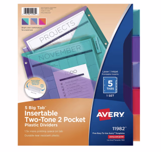Avery Big Tab Dividers With Pockets