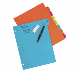 Big Tab Write and Erase Durable Plastic Dividers