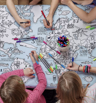 World Map Coloring Tablecloth