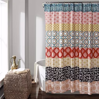 Lush Decor Bohemian Striped Shower Curtain