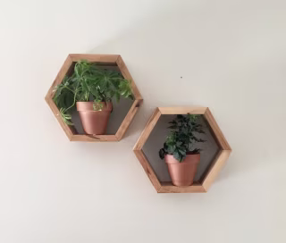 CraftedGloryDesign Geometric Wooden Floating Shelves