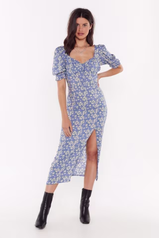 NastyGal I Like It Puff Floral Maxi Dress