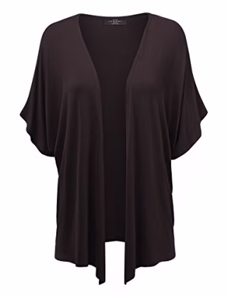 MBJ Womens Short Sleeve Dolman Cardigan S Brown