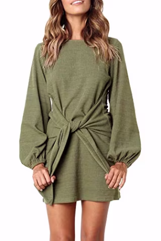 R. Vivimos Cotton Tie-Waist Sweater Dress