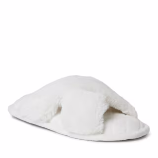 Dearfoams Jessica Furry Crossband Slide Slippers
