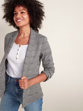 Classic Glen Plaid Blazer for Women
