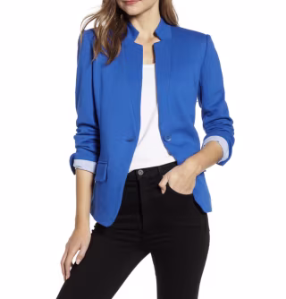 Gibson Notch Collar Cotton Blend Blazer