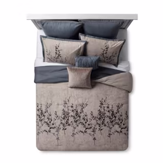 Blue Embroidered Hexton Comforter Set 8pc