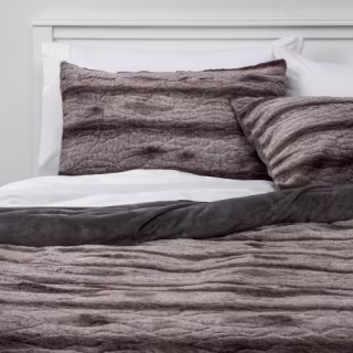Threshold Textured Faux Fur Comforter &amp; Sham Set