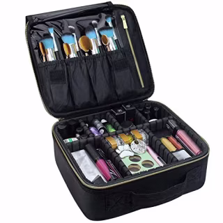 Travel Makeup Case,Chomeiu- Professional Cosmetic Makeup Bag Organizer Makeup Boxes With Compartments Neceser De Maquillaje(Black-M)