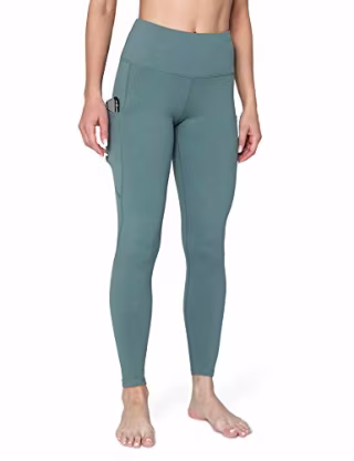 POSHDIVAH Ultra Soft Yoga Pants for Women High Waited Tummy Control Workout Leggings with Pockets Crab Green M