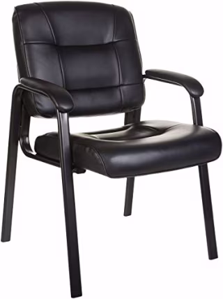 AmazonBasics Classic Leather Office Desk Guest Chair with Metal Frame