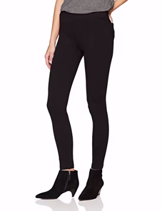 Amazon Brand - Daily Ritual Women's Seamed Front, 2-Pocket Ponte Knit Legging, Black, Medium Regular