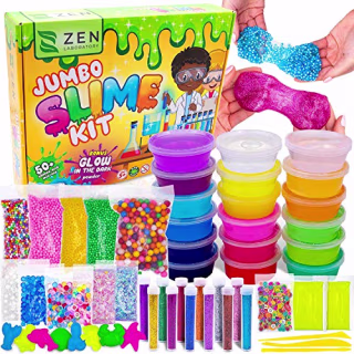 DIY Slime Kit for Girls Boys - Ultimate Glow in the Dark Glitter Slime Making Kit Arts Crafts - Slime Kits Supplies include Big Foam Beads Balls, 18 Mystery Box Containers filled Crystal Powder Slime