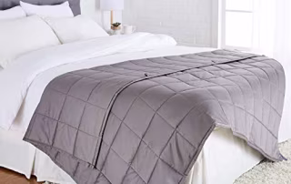 AmazonBasics All-Season Cotton Weighted Blanket - 12-Pound, 60" x 80" (Full/Queen), Dark Grey