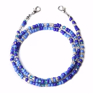 Face Mas-k Holder Beaded Necklace Strap, Face Cover Chains Mouth Cover Beaded Lanyards Eyeglass Chains Beaded Necklace Lanyard for Women Kids (Blue)
